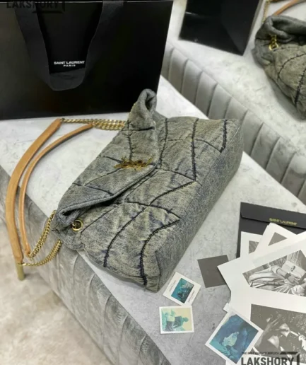 YSL 1:1 Mirror Replica LouLou Puffer Medium Denim Bag 35CM/13.8IN Replica Crossbody Bags