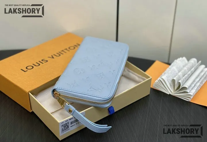 Louis Vuitton 1:1 Mirror Replica Monogram Empreinte Zippy Wallet Washed Blue 19.5CM/7.7IN Louis Vuitton Replica Wallets Louis Vuitton 1:1 Mirror Replica Monogram Empreinte Zippy Wallet Washed Blue 19.5CM/7.7IN Louis Vuitton Replica Wallets