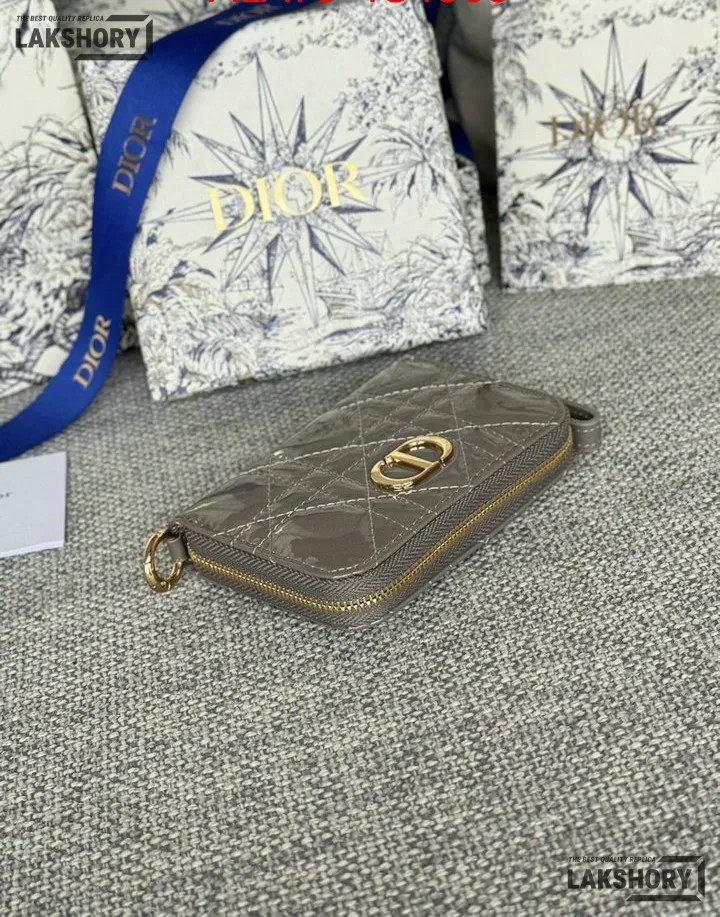 Dior 1:1 Mirror Replica Dior Microcannage Patent Leather Croisiere Wallet on Chain 11CM/4.3IN Christian Dior Replica Wallets Dior 1:1 Mirror Replica Dior Microcannage Patent Leather Croisiere Wallet on Chain 11CM/4.3IN Christian Dior Replica Wallets