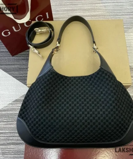 Gucci 1:1 Mirror Replica B Medium Shoulder Bag GG Suede 42CM/16.5IN Gucci Replica Jackie Bags