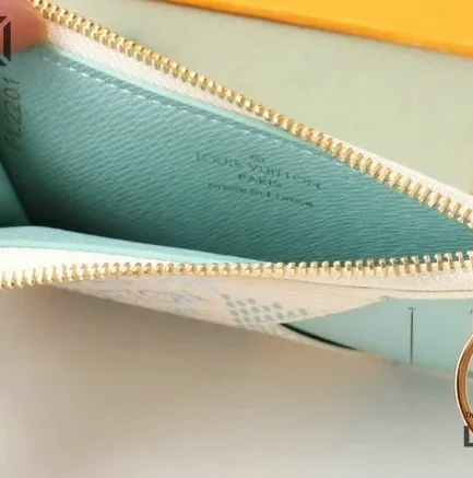 Louis Vuitton 1:1 Mirror Replica Damierlicious Zipped Romy Card Holder Pistachio Green 12CM/4.7IN Louis Vuitton Replica Wallets