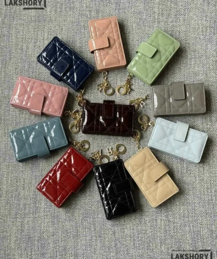 Dior 1:1 Mirror Replica Patent Cannage Lady Dior 5-Gusset Card Holder 10.4CM/4.1IN Christian Dior Replica Wallets