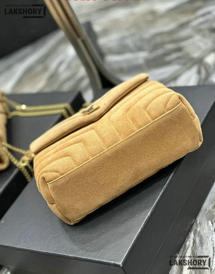 YSL 1:1 Mirror Replica Suede Calfskin Small Loulou Chain Satchel 24CM/9.4IN Replica Crossbody Bags YSL 1:1 Mirror Replica Suede Calfskin Small Loulou Chain Satchel 24CM/9.4IN Replica Crossbody Bags