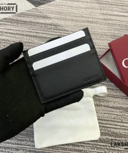 Gucci 1:1 Mirror Replica GG Fabric Emblem Card Case 8CM/3.1IN Gucci Replica Wallets