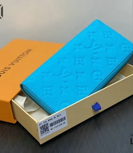 Louis Vuitton 1:1 Mirror Replica Zippy Vertical Wallet Taurillon Monogram Turquoise 20CM/7.9IN Louis Vuitton Replica Wallets