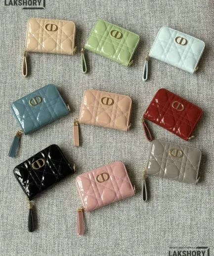 Dior 1:1 Mirror Replica Dior Microcannage Patent Leather Croisiere Wallet on Chain 11CM/4.3IN Christian Dior Replica Wallets