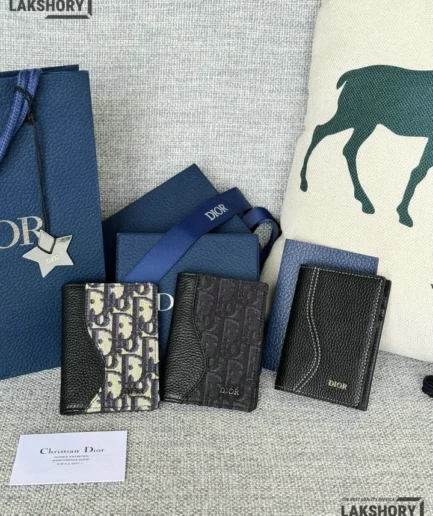 Dior 1:1 Mirror Replica Oblique Saddle Vertical Bi-Fold Cardholder 11.2CM/4.4IN Christian Dior Replica Wallets