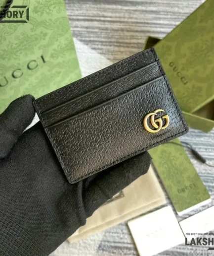 Gucci 1:1 Mirror Replica GG Marmont Card Case w/ Money Clip 7CM/2.8IN Gucci Replica Wallets