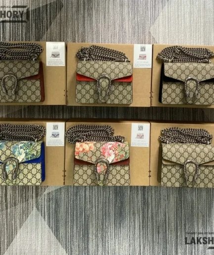 Gucci 1:1 Mirror Replica Dionysus Bag Blooms Print GG Coated Canvas Mini 20CM/7.9IN Gucci Replica Dionysus Bags