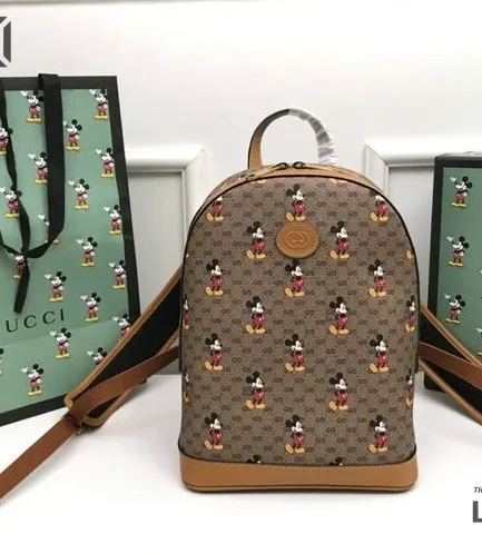 Gucci 1:1 Mirror Replica DISNEY GG Mickey Mouse Backpack Beige 29CM/11.4IN Gucci Replica Backpacks