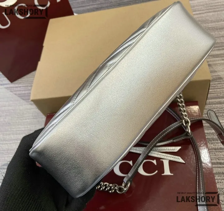 Gucci 1:1 Mirror Replica Matelasse Small GG Chain Marmont White 24CM/9.4IN Gucci Replica Marmont Bags Gucci 1:1 Mirror Replica Matelasse Small GG Chain Marmont White 24CM/9.4IN Gucci Replica Marmont Bags