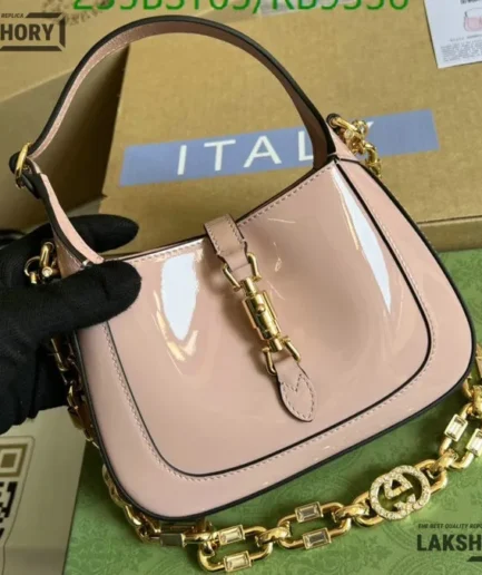 Gucci 1:1 Mirror Replica Jackie 1961 Mini Chain Hobo Patent 19CM/7.5IN Gucci Replica Jackie Bags