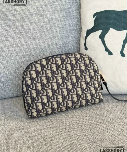 Dior 1:1 Mirror Replica Oblique 30 Montaigne Cosmetic Pouch Blue 24CM/9.4IN Christian Dior Replica 30 Montaigne