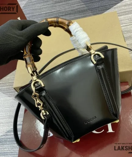 Gucci 1:1 Mirror Replica Mini Bamboo Top Handle Tote Bag 16CM/6.3IN Gucci Replica Bamboo Bags