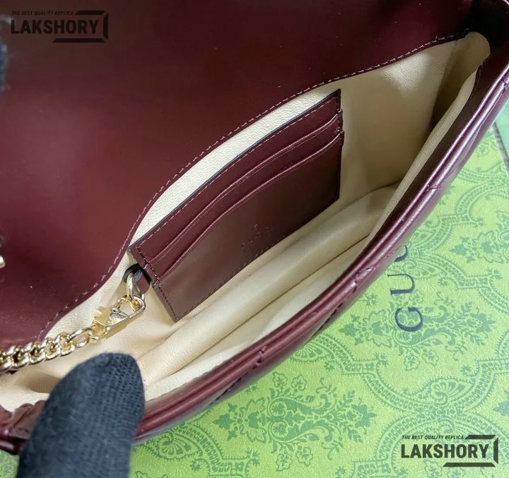 Gucci 1:1 Mirror Replica Marmont Small Burgundy Shoulder Bag 21CM/8.3IN Gucci Replica Marmont Bags Gucci 1:1 Mirror Replica Marmont Small Burgundy Shoulder Bag 21CM/8.3IN Gucci Replica Marmont Bags