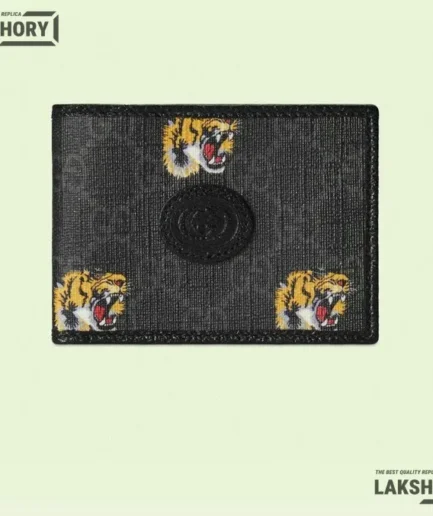 Gucci 1:1 Mirror Replica GG Monogram Tiger Bi-Fold Wallet 8CM/3.1IN Gucci Replica Wallets