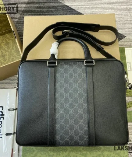 Gucci 1:1 Mirror Replica Medium GG Supreme Briefcase Black 36.5CM/14.4IN Gucci Replica Ophidia Bags