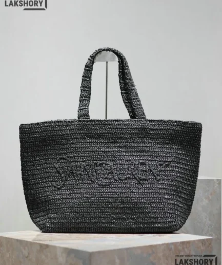 YSL 1:1 Mirror Replica Logo Embossed Raffia Crochet Tote Bag 50CM/19.7IN Replica Tote Bags
