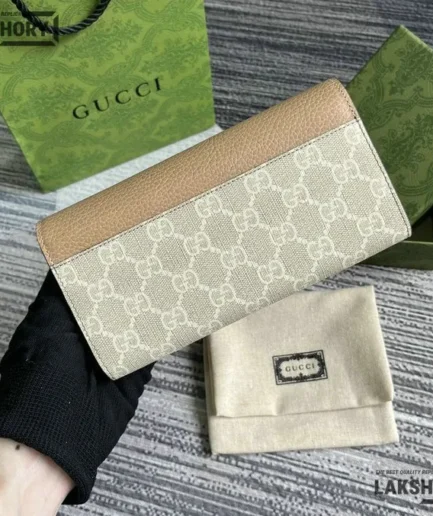 Gucci 1:1 Mirror Replica Bi-color Continental Wallet Dusty Pink 19CM/7.5IN Gucci Replica Wallets