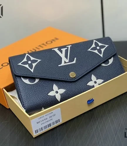 Louis Vuitton 1:1 Mirror Replica Sarah Wallet Bicolor Monogram Empreinte Leather 19CM/7.5IN Louis Vuitton Replica Wallets