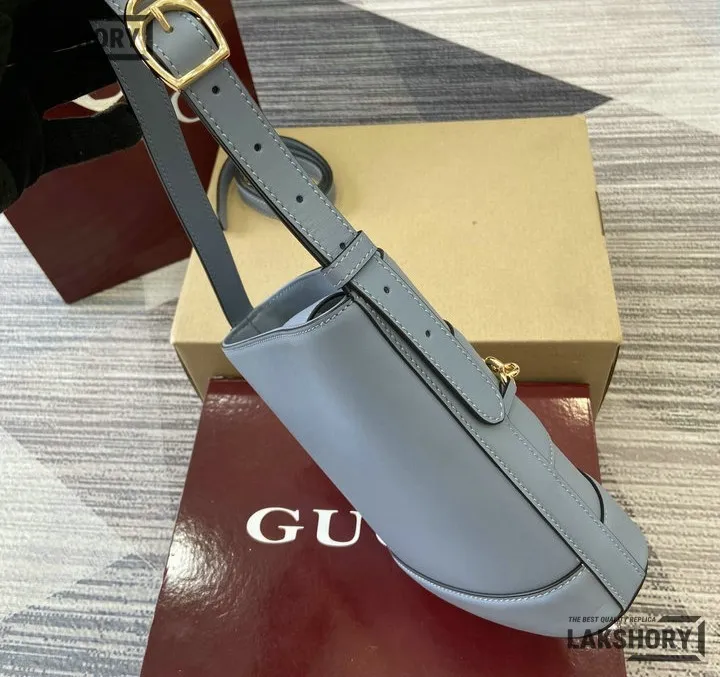 Gucci 1:1 Mirror Replica 73 Small Blue Taupe Bucket Bag 20CM/7.9IN Gucci Replica Horsebit Bags Gucci 1:1 Mirror Replica 73 Small Blue Taupe Bucket Bag 20CM/7.9IN Gucci Replica Horsebit Bags