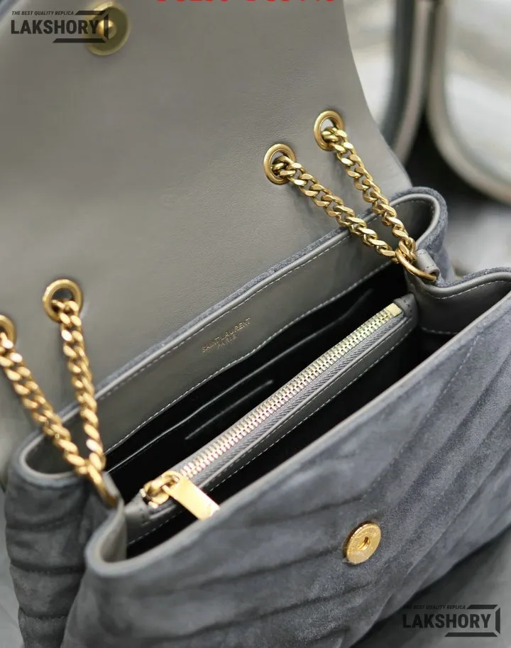 YSL 1:1 Mirror Replica Suede Calfskin Small Loulou Chain Satchel 24CM/9.4IN Replica Crossbody Bags YSL 1:1 Mirror Replica Suede Calfskin Small Loulou Chain Satchel 24CM/9.4IN Replica Crossbody Bags