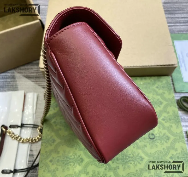 Gucci 1:1 Mirror Replica GG Marmont Medium Leather Bag Red 26CM/10.2IN Gucci Replica Marmont Bags Gucci 1:1 Mirror Replica GG Marmont Medium Leather Bag Red 26CM/10.2IN Gucci Replica Marmont Bags