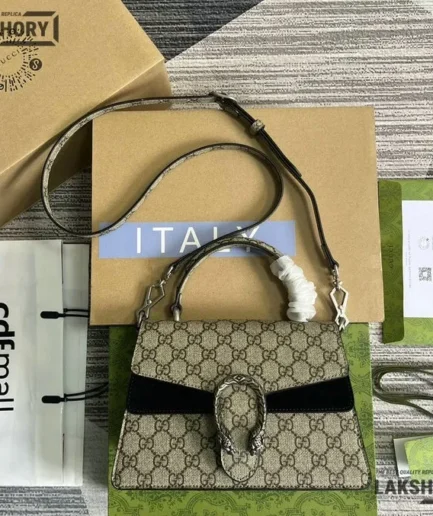 Gucci 1:1 Mirror Replica GG Monogram Small Dionysus Top Handle 24CM/9.4IN Gucci Replica Dionysus Bags