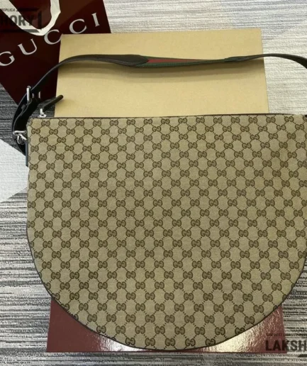 Gucci 1:1 Mirror Replica GG Web Sherry Line Shoulder Bag Beige 50CM/19.7IN Gucci Replica Jackie Bags