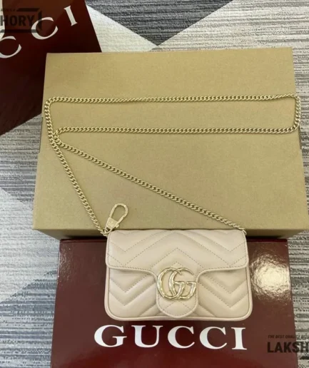 Gucci 1:1 Mirror Replica Calfskin Matelasse GG Marmont White Bag Gucci Replica Marmont Bags
