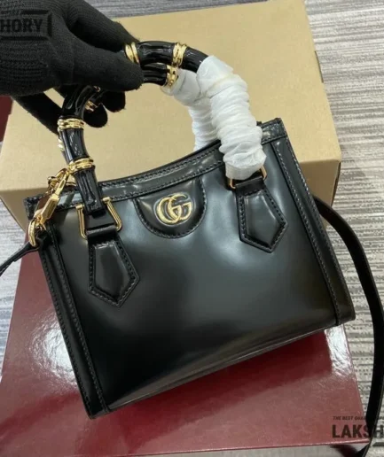 Gucci 1:1 Mirror Replica Diana Small Leather Tote Bag 20CM/7.9IN Gucci Replica Bamboo Bags