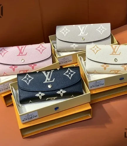 Louis Vuitton 1:1 Mirror Replica Emilie Wallet Bicolour Monogram Empreinte 10CM/3.9IN Louis Vuitton Replica Wallets