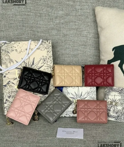 Dior 1:1 Mirror Replica Lambskin Cannage Mini Lady Dior Wallet 10.5CM/4.1IN Christian Dior Replica Wallets