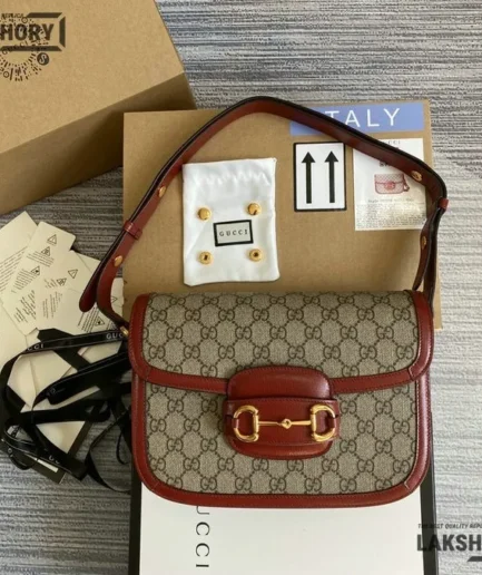 Gucci 1:1 Mirror Replica Horsebit 1955 GG Medium Shoulder Bag 25CM/9.8IN Gucci Replica Horsebit Bags