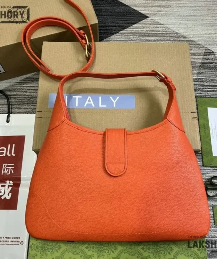 Gucci 1:1 Mirror Replica Goatskin Medium Aphrodite Deep Orange 39CM/15.4IN Gucci Replica Marmont Bags