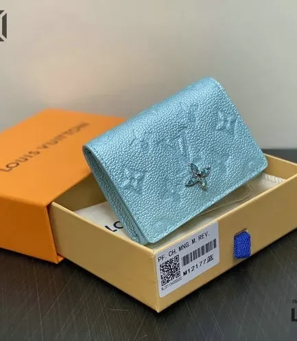 Louis Vuitton 1:1 Mirror Replica Business Card Holder Monogram Empreinte Leather Blue 8CM/3.1IN Louis Vuitton Replica Wallets
