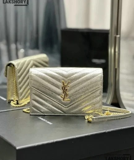 YSL 1:1 Mirror Replica Grain De Poudre Envelope Chain Wallet 19CM/7.5IN Replica Crossbody Bags