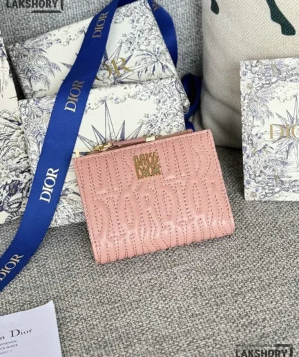 Dior 1:1 Mirror Replica Miss Dior Dahlia Wallet Quilted Lambskin Card Holder 11.5CM/4.5IN Christian Dior Replica Wallets