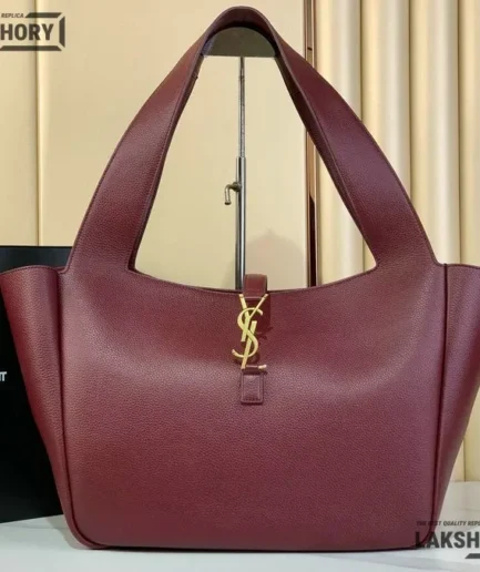 YSL 1:1 Mirror Replica Le 5 À 7 Bea Leather Bag Burgundy 50CM/19.7IN Replica Hobo Bags