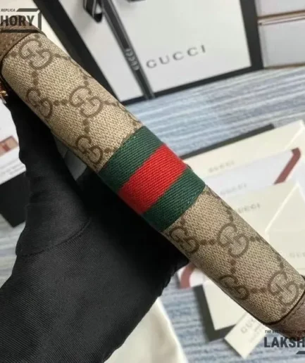 Gucci 1:1 Mirror Replica GG Ophidia Zip Around Wallet Beige Brown 19.5CM/7.7IN Gucci Replica Wallets