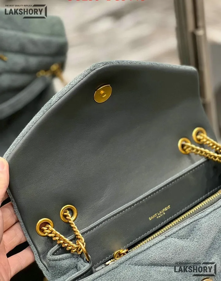 YSL 1:1 Mirror Replica Suede Calfskin Small Loulou Chain Satchel 24CM/9.4IN Replica Crossbody Bags YSL 1:1 Mirror Replica Suede Calfskin Small Loulou Chain Satchel 24CM/9.4IN Replica Crossbody Bags