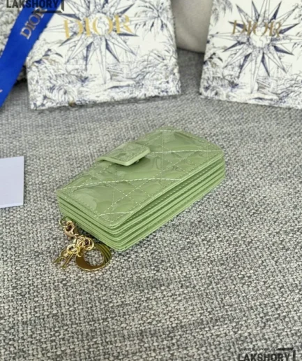 Dior 1:1 Mirror Replica Patent Cannage Lady Dior 5-Gusset Card Holder 10.4CM/4.1IN Christian Dior Replica Wallets