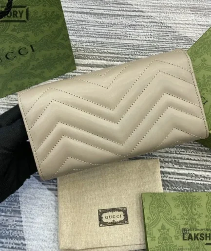 Gucci 1:1 Mirror Replica GG Marmont Continental Wallet Beige 19CM/7.5IN Gucci Replica Marmont Bags