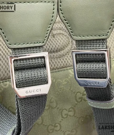 Gucci 1:1 Mirror Replica Forest Green GG Canvas Medium Backpack 40CM/15.7IN Gucci Replica Backpacks