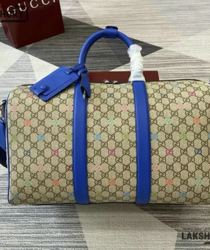 Gucci 1:1 Mirror Replica GG Multicolor Medium Duffle Bag Beige Brown 45CM/17.7IN Gucci Replica Ophidia Bags