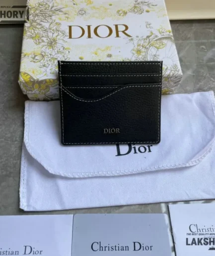 Dior 1:1 Mirror Replica Saddle Card Holder Grained Calfskin 8CM/3.1IN Christian Dior Replica Wallets