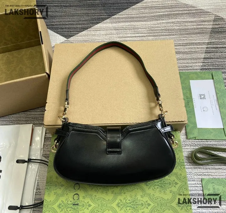 Gucci 1:1 Mirror Replica Mini Moon Side Shoulder Bag Black 24CM/9.4IN Gucci Replica Jackie Bags Gucci 1:1 Mirror Replica Mini Moon Side Shoulder Bag Black 24CM/9.4IN Gucci Replica Jackie Bags