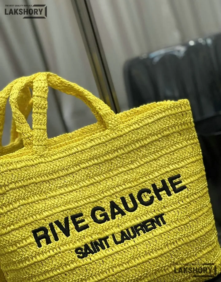 YSL 1:1 Mirror Replica Raffia Embroidered Rive Gauche Tote Bag 38CM/15IN Replica Tote Bags YSL 1:1 Mirror Replica Raffia Embroidered Rive Gauche Tote Bag 38CM/15IN Replica Tote Bags