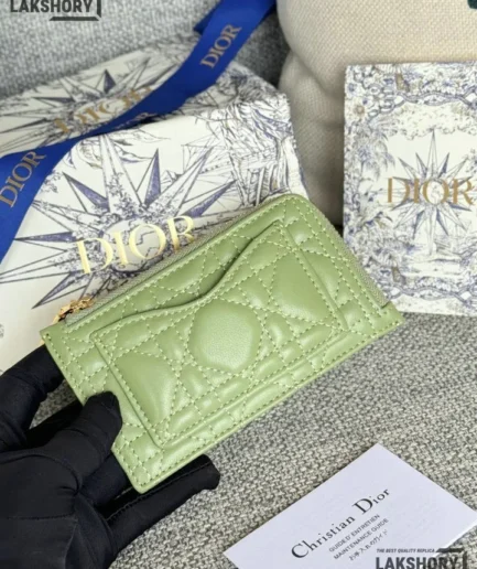 Dior 1:1 Mirror Replica Lady Dior Cosmos Zipped Card Holder 13.5CM/5.3IN Christian Dior Replica Wallets