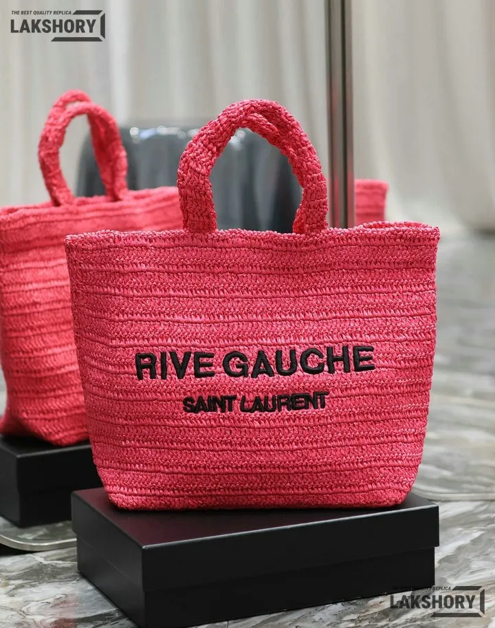YSL 1:1 Mirror Replica Raffia Embroidered Rive Gauche Tote Bag 38CM/15IN Replica Tote Bags YSL 1:1 Mirror Replica Raffia Embroidered Rive Gauche Tote Bag 38CM/15IN Replica Tote Bags